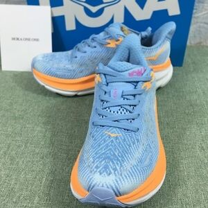 Hoka Vibrant Blue and Orange Sneakers